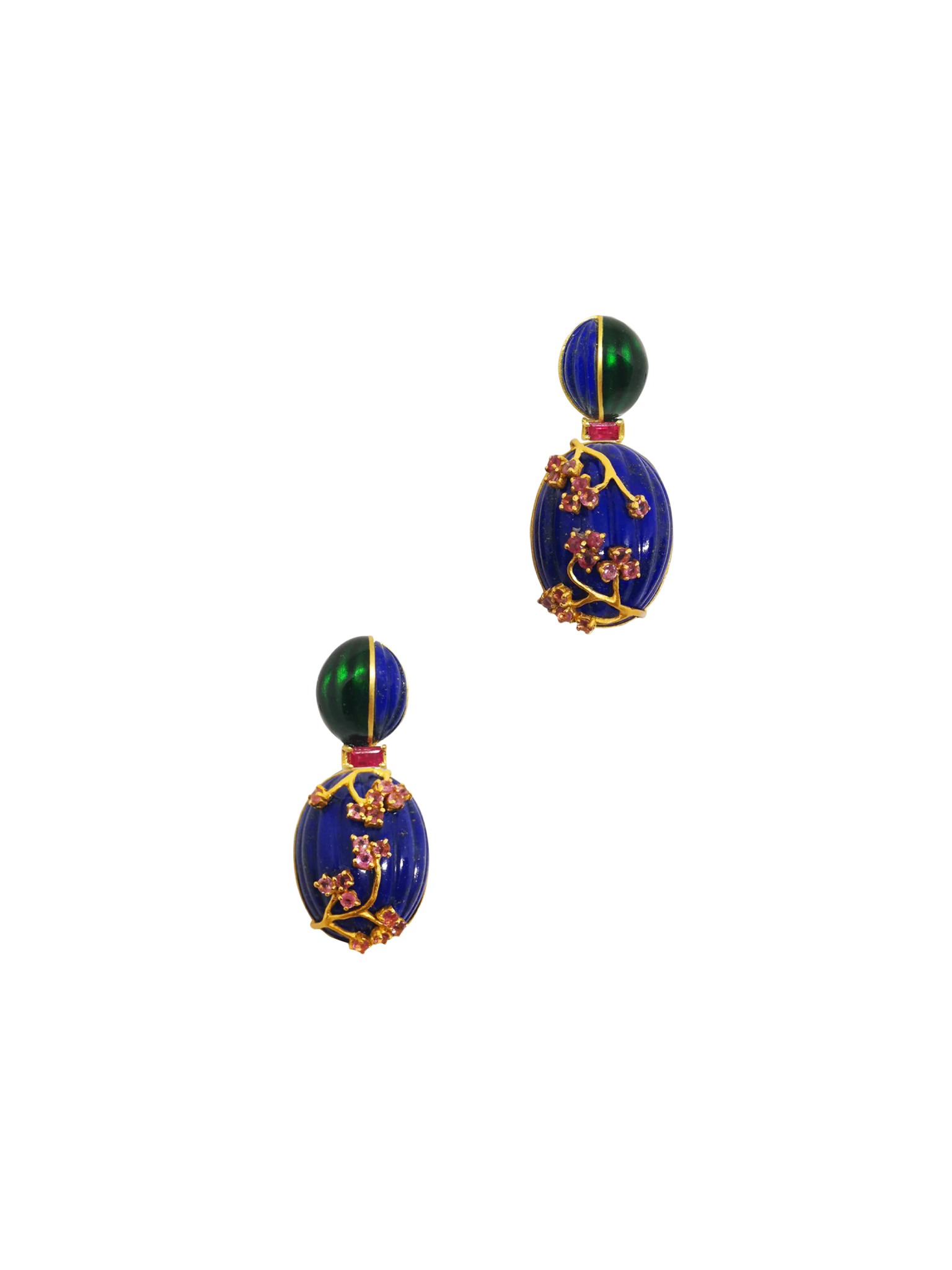 Malachite bougainvillea earrings